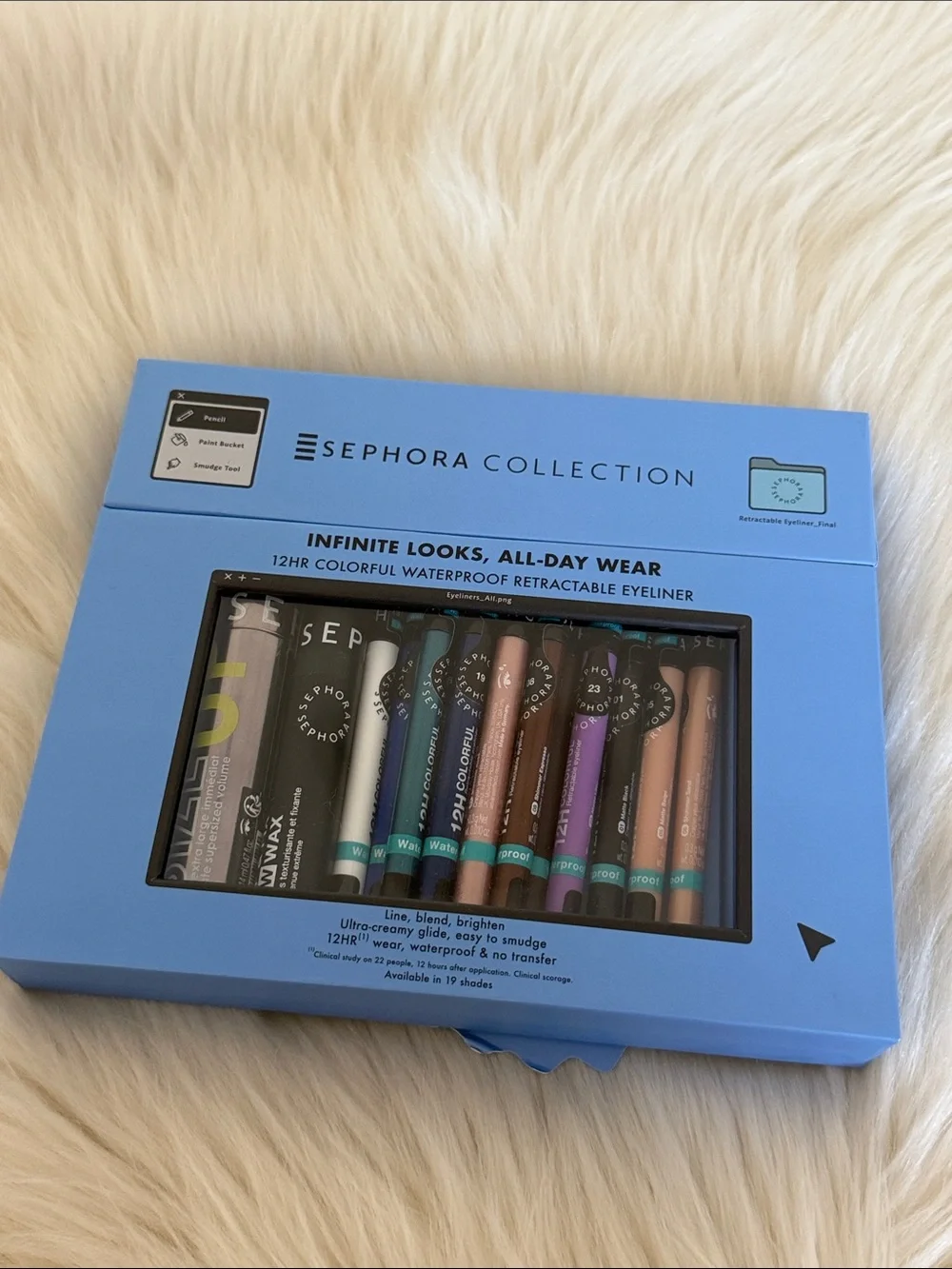 Sephora 12 hr colorful waterproof eyeliner, brow wax and mascara set